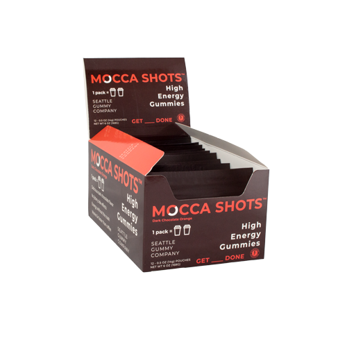 Mocca Shots Energy Gummies with Caffeine | 12-Pack - Dark Chocolate Orange